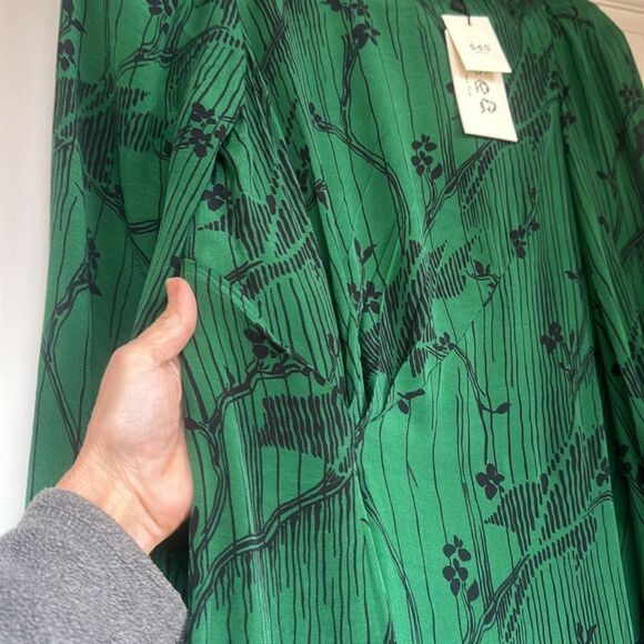 Beautiful Green Sunniva Print Long Sleeve Midi Dress By Sea New York - Picture 3 of 12